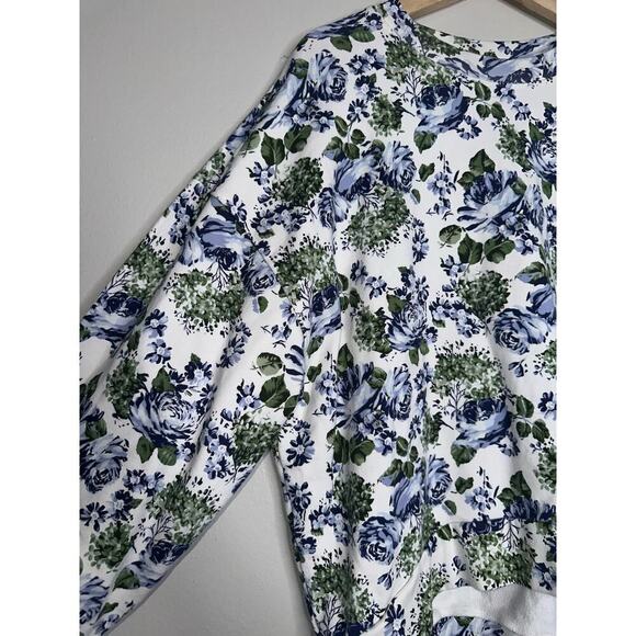 Levi's Pai Print Pullover Crewneck Sweatshirt in Lynn Floral White Blue Large - Picture 3 of 8